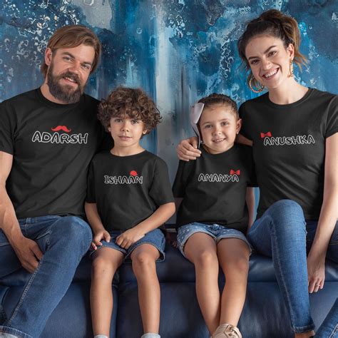 Personalized Matching Family Black Cotton T-shirts