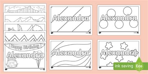 Alexandra Name Simple Colouring Activity Sheet - Twinkl