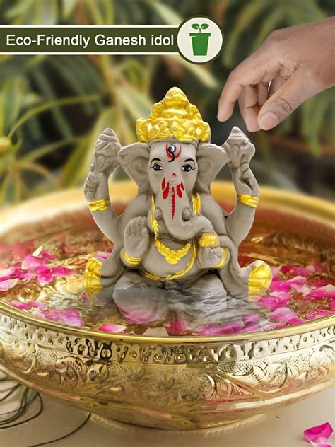 Buy | Eco Friendly Ganesha Idol Water Soluble Clay Statue | Tied Ribbons