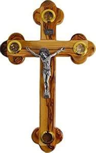 Buy Jerusalem Medium Olive Wood Cross Crucifix with Holy Essences ...