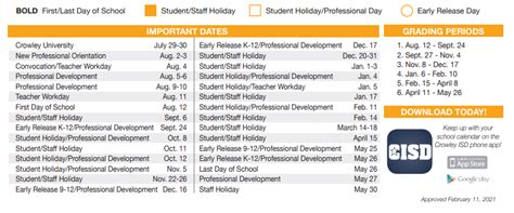 North Crowley High School - School District Instructional Calendar ...