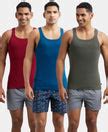 Buy Pack of 3 Super Combed Cotton Rib Square Neck Gym Vest - Navy ...