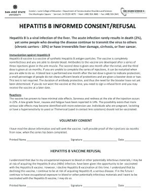 HEPATITIS B INFORMED CONSENT/REFUSAL - Sjsu - Fill and Sign Printable ...
