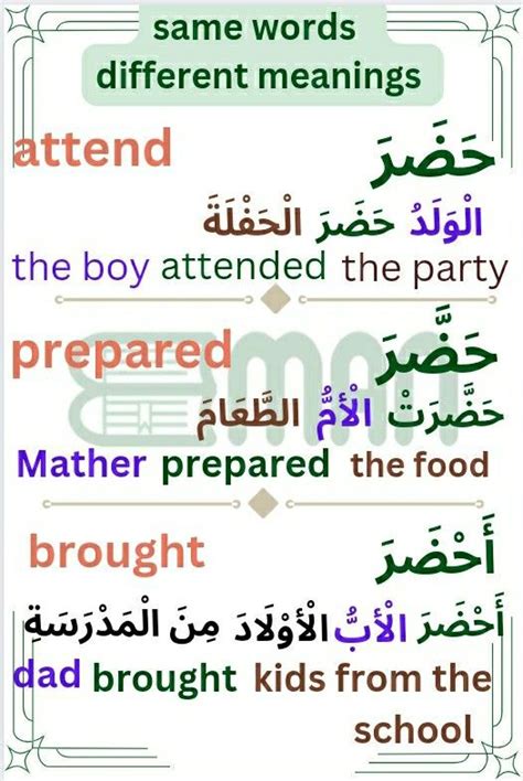 Same words different meanings learn arabic arabic vocabulary - Artofit