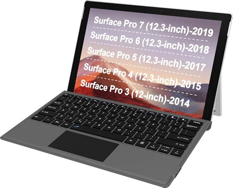 Arteck Microsoft Surface Pro Type Cover, Ultra-Slim Portable Bluetooth ...