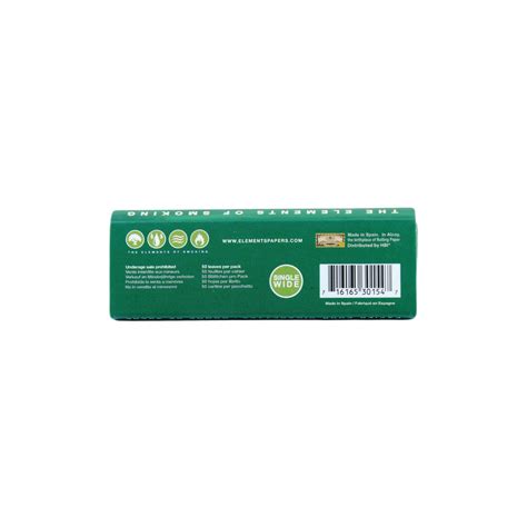 ELEMENTS GREEN Single Wide Size Rolling Papers | HighJack India