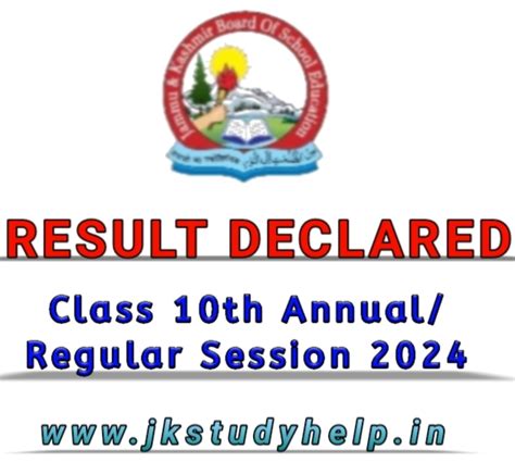 JKBOSE Declared Class 10th Result Annual/ Regular 2024
