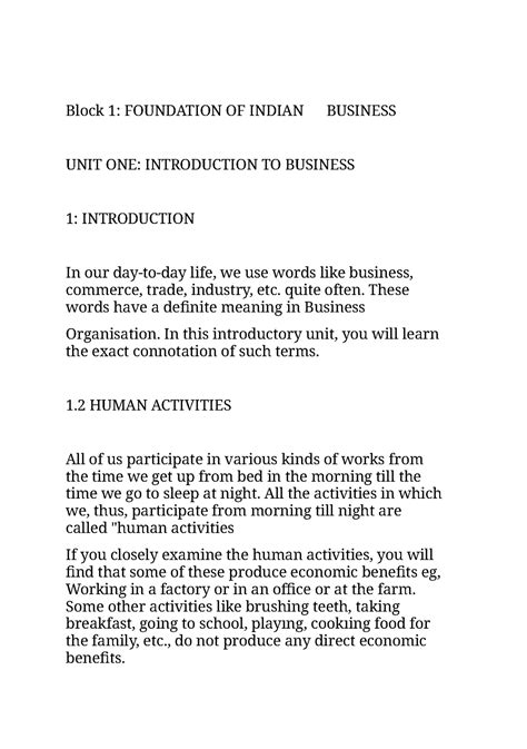 Business organisation and management - Block 1: FOUNDATION OF INDIAN ...