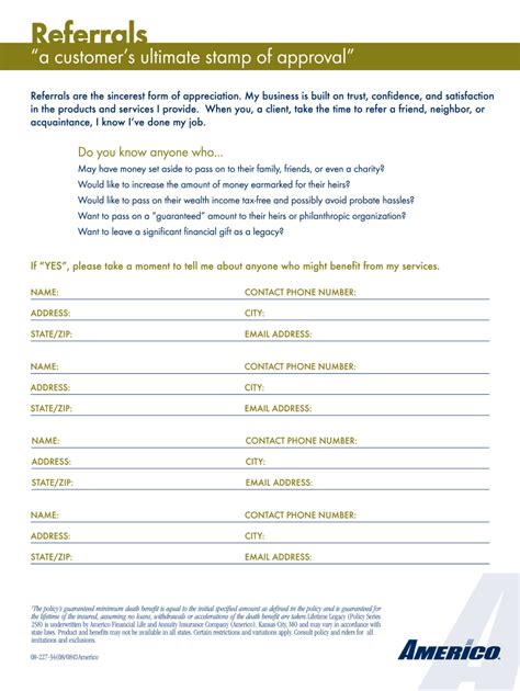 Referral Form for Legacy Planning Services - Blank Fillable Template ...
