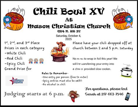 Chili Bowl XV, 624 N. Rt 37, Mason, IL, 4 October 2025 | AllEvents