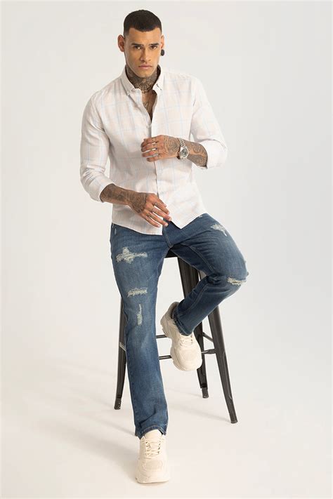 Buy Men's Peach Tartan Checks Shirts Online | Snitch – SNITCH