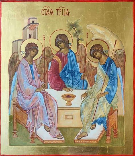 Ikona Świętej Trójcy Andrieja Rublowa, ręcznie pisana (tempera żółtkowa ...