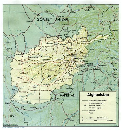 Physical map of afganistan