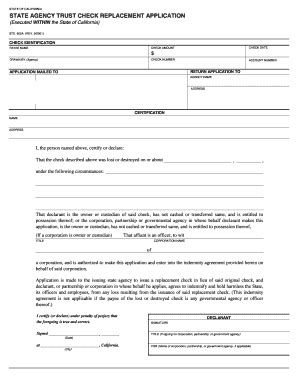 California State Agency Trust Check Replacement Application - Fill Out ...