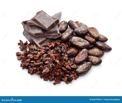 Cocoa Products (Beans, Nibs, Chocolate). Stock Image - Image of fruit ...