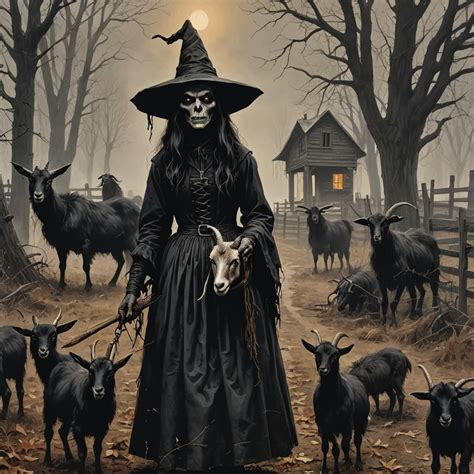 black goat salem puritan farm folk horror witch - AI Generated Artwork ...