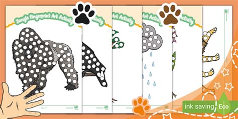 Jungle Fingerprint Art Activity (teacher made) - Twinkl