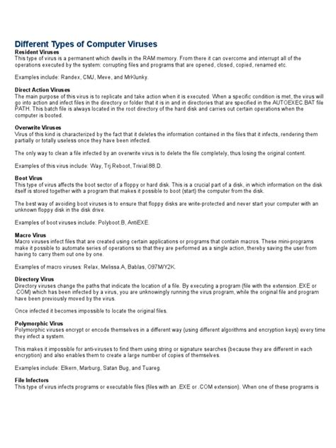 Different Types of Computer Viruses | PDF | Computer Virus | Booting