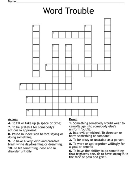 Word Trouble Crossword - WordMint