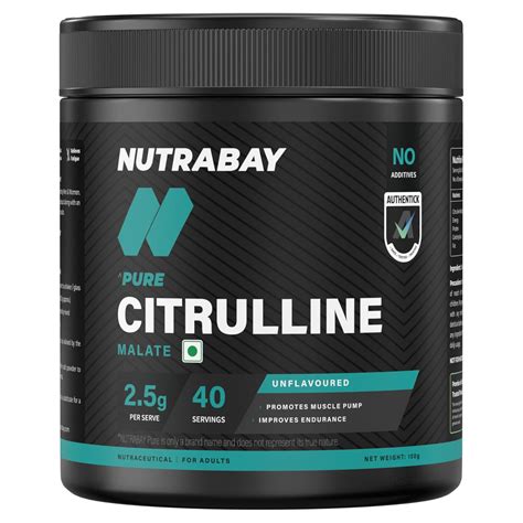 Nutrabay Pure 100% Citrulline Malate Powder 2500mg per Serving - Boosts ...