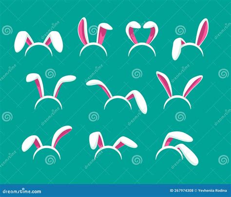 Bunny Ear Headbands Isolated On A White Background Vector Illustration ...