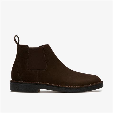 Mens Desert Chelsea Dark Brown Suede Chelsea Ankle Desert Boots | Clarks