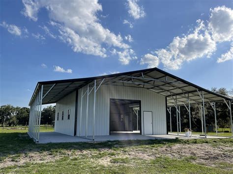 30X50X14 Combo Metal Garage/ Workshop w/Lean-To Installed - 30x50 Metal ...