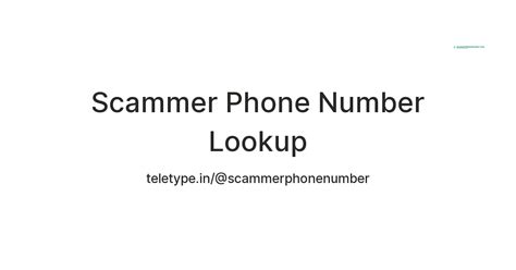 Scammer Phone Number Lookup — Teletype