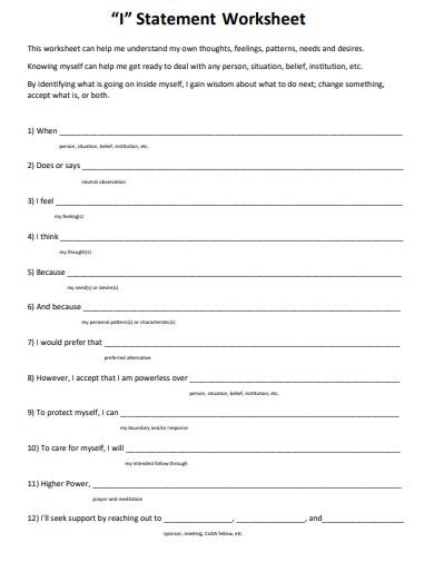 Image result for Communication. I Statements Worksheet