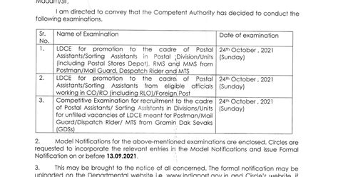LGO Exam Notification 2021 | Notification for GDS to PA(Postal ...
