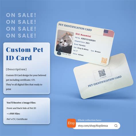 PERSONALIZED ID Card For Pet Printable Digital Pet ID Etsy - Printable ...