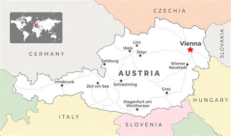 Premium Vector | Austria political map with the capital Vienna most ...