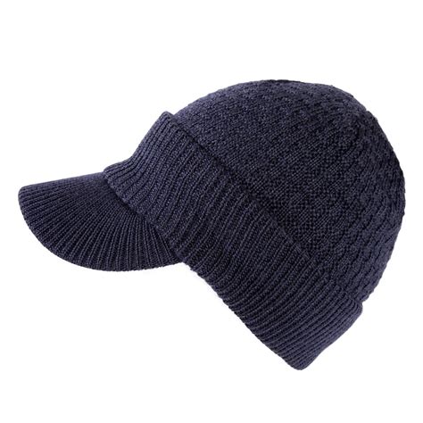 FL Winter Hats with Brim for Men Women - Merino Wool Beanie Knit ...