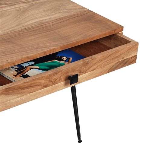 Solid Wood Shine Coffee Table with 2 Drawers Walnut – Saraf Furniture