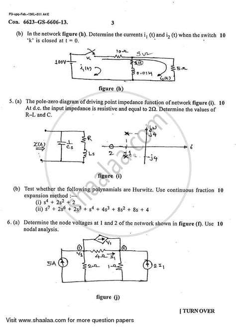 Electrical Networks Analysis and Synthesis 2012-2013 BE Electronics ...