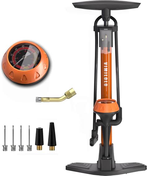 VIMILOLO Bicycle Pump, Bike Floor Pump with Gauge Inflator for Presta ...