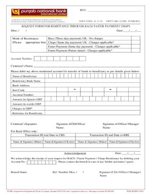 Fillable Online BACS FP CHAPS form Final Fax Email Print - pdfFiller