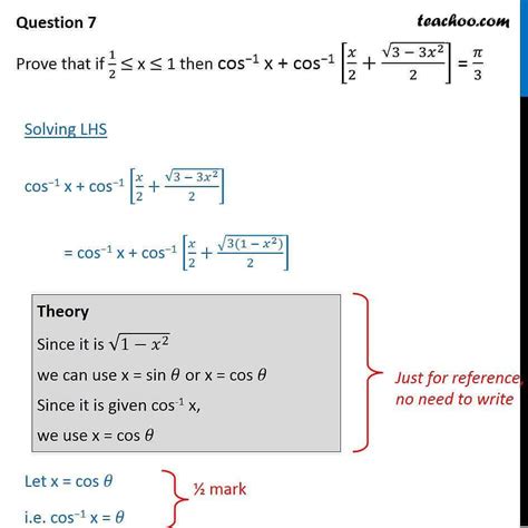 cosCos inverse root 3 X + Cos inverse X equal to pi by 2 - Brainly.in