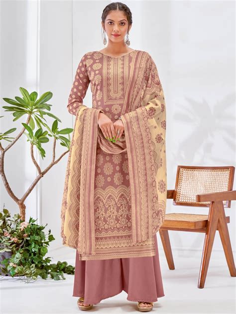 Brown Printed Cotton Unstitched Suit Material – Stilento
