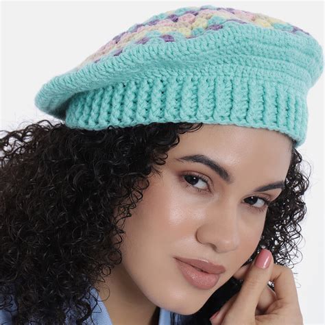 Women Handmade Multi Color Self Design Beret - 10035 – Magic Needles