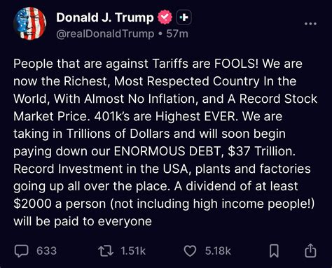 Trump Wants $2,000 Dividend Checks For Most Americans