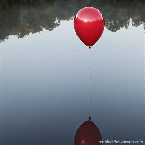 create an image of a red balloon floating in the air with a straight ...
