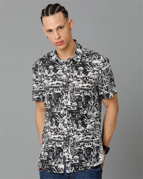 Shirt: Buy Men's Black/White Slim Fit Shirt | VOI Jeans – Voi Jeans