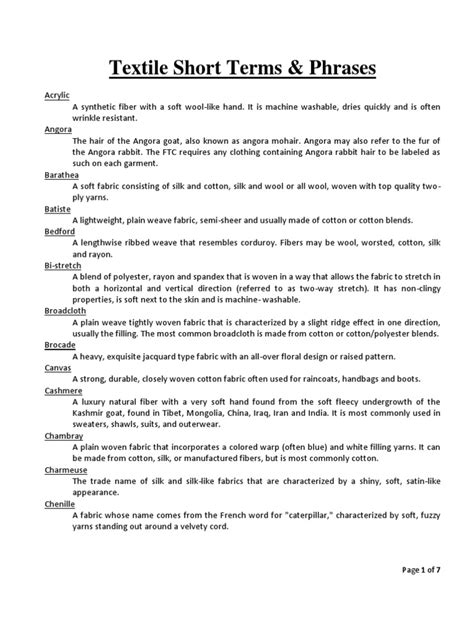 Image result for Textile Terms