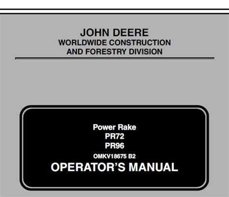 John Deere PR72, PR96 Power Rake Operator's Manual ( omkv18675 B2 ...
