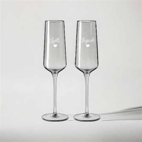 Champagne Flutes with Engraving Initial For Couple | Nutcase India