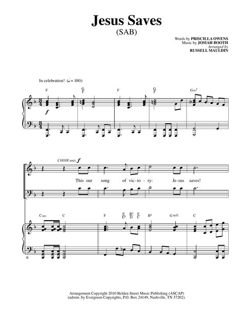 Jesus Saves by Russell Mauldin Sheet Music for SAB Choir at Sheet Music ...