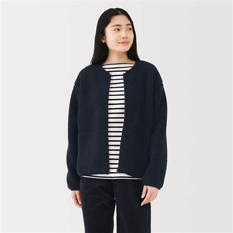 W's Boa fleece jacket LADY XL Dark navy | MUJI