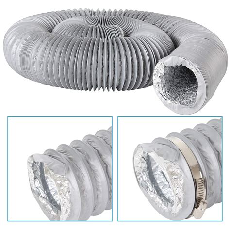 3 Inch PVC Ventilation Ducting 16 FT Long Grey Flexible Aluminum ...