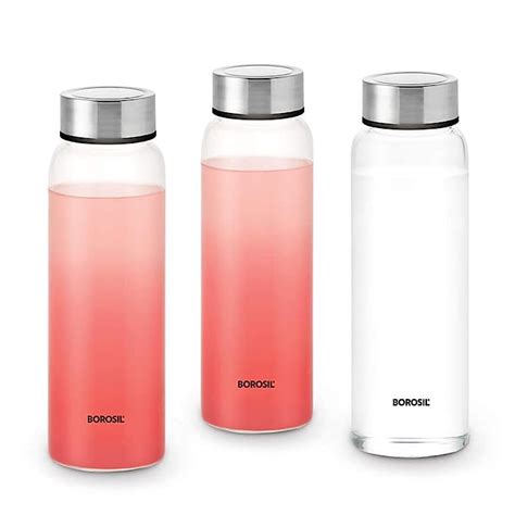Borosil 750ml Crysto Water Bottle Set | Borosilicate Glass Wide Mouth ...